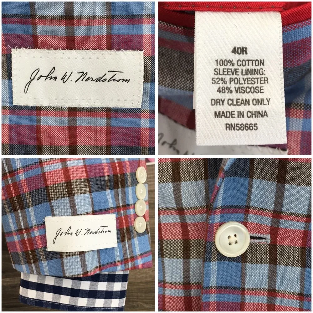 New Men's John W Nordstrom Blazer Sport Coat Two Button Cotton Sports Jacket 40R